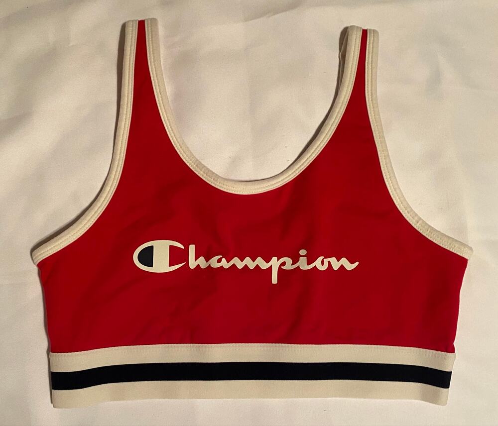 Champion Script Logo Sports Bra — Red, Size M